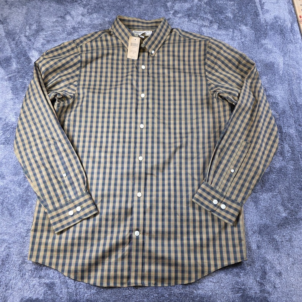 Duluth Trading Wrinkle Fighter Shirt Slim Fit Mens L Long Sleeve Plaid Cotten